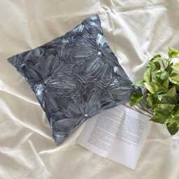 Gray Art Silk, Ribbon Embroidered Nature & Floral Pattern, Modern Throw Pillow Cover/Euro Sham - Grey Robe - thumbnail 3