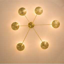 Luxury Sputnik Spider Flush Mount Chandelier - Mid Century Modern 6 Light Brass Ceiling Fixture Italian Kalmar - thumbnail 1