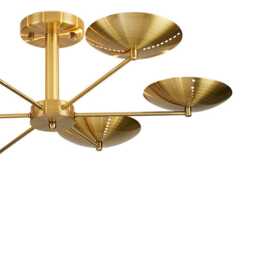 Luxury Sputnik Spider Flush Mount Chandelier - Mid Century Modern 6 Light Brass Ceiling Fixture Italian Kalmar - thumbnail 3