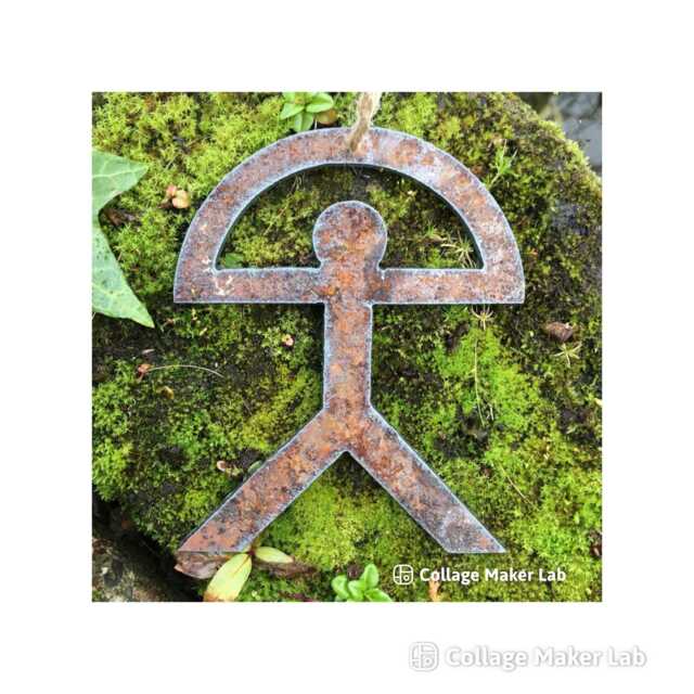 Indalo Man Rusty Protection Symbol Rustic Christmas Tree Decoration Good Luck Charm Gift Rainbow Present Wall Art Plaque 10cm - image 1