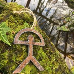 Indalo Man Rusty Protection Symbol Rustic Christmas Tree Decoration Good Luck Charm Gift Rainbow Present Wall Art Plaque 10cm - thumbnail 3
