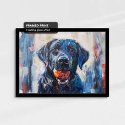 Labrador Retriever With Chew Ball Dog Pet Art Oil Painting Framed Poster Print & Canvas Wall Living Home Decor Interior Gift - thumbnail 2