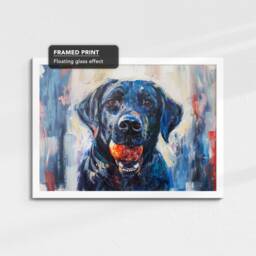 Labrador Retriever With Chew Ball Dog Pet Art Oil Painting Framed Poster Print & Canvas Wall Living Home Decor Interior Gift - thumbnail 3