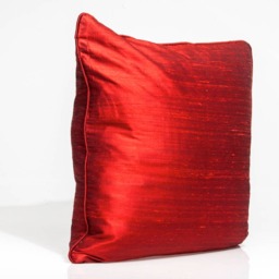 Handcrafted Red Silk Cover, India Accent Pillow - thumbnail 3