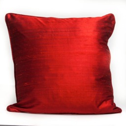 Handcrafted Red Silk Cover, India Accent Pillow