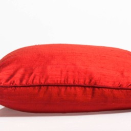 Handcrafted Red Silk Cover, India Accent Pillow - thumbnail 4