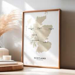 Scotland Personalised Travel Map Print With Photo Collage Custom Ma Poster Engagement Honeymoon Gift - thumbnail 2