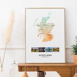 Scotland Personalised Travel Map Print With Photo Collage Custom Ma Poster Engagement Honeymoon Gift - thumbnail 3