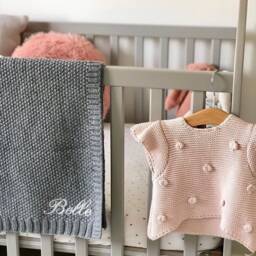 Personalised Baby Blanket, Embroidered Name, Soft Knit Newborn Gift, Shower Present - thumbnail 2