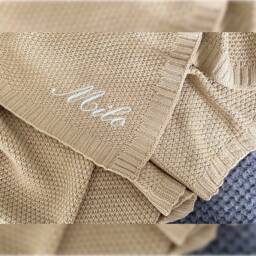 Personalised Baby Blanket, Embroidered Name, Soft Knit Newborn Gift, Shower Present - thumbnail 4