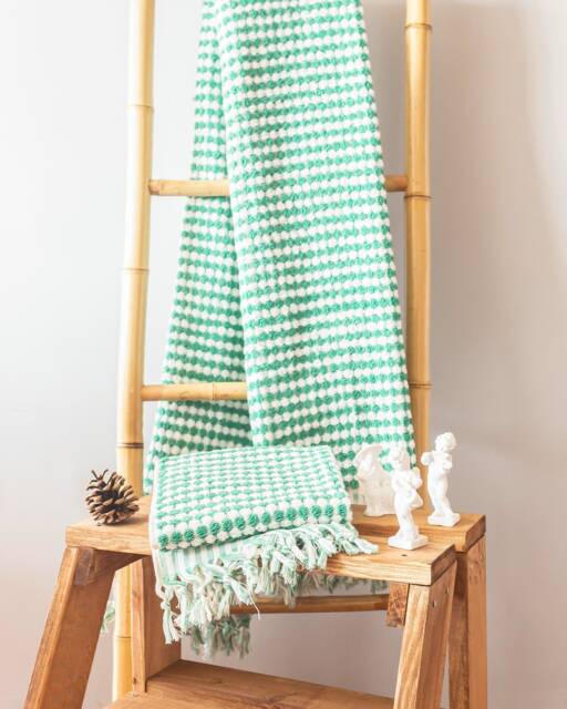 Green Cotton Towel Set, Turkish Bath Hand Towel, Bridesmaid Gift, Handwoven Peshtemal, Set - image 1