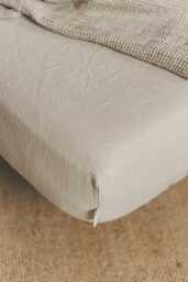 Linen Fitted Sheet in Sand Color - Soft, Durable, Breathable Bedding, Natural, Stylish Home Decor, Perfect For A Cozy Sleep Space - thumbnail 1