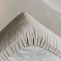Linen Fitted Sheet in Sand Color - Soft, Durable, Breathable Bedding, Natural, Stylish Home Decor, Perfect For A Cozy Sleep Space - thumbnail 2