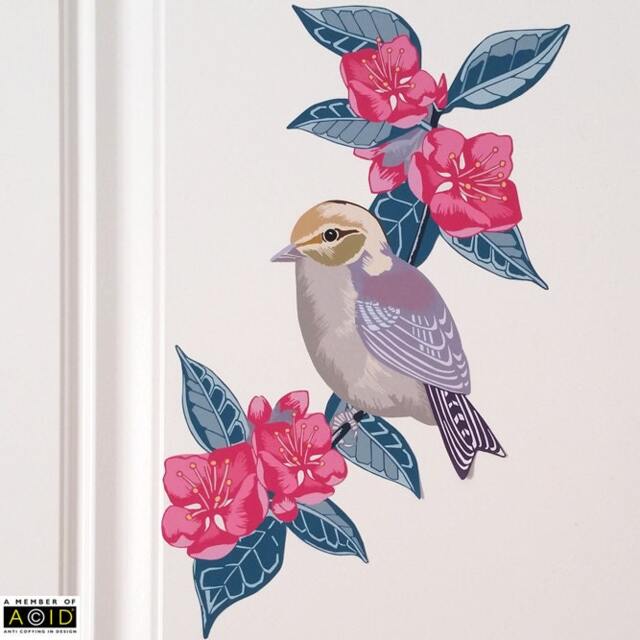 Wall Decal, Bird Sticker, Floral Home Decor, Gift For Her, Modern Nursery, Baby Shower - image 1