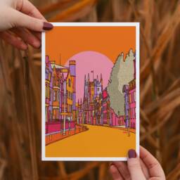 Cambridge Art Print Colorful UK Travel Illustration - thumbnail 3