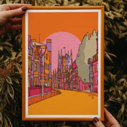 Cambridge Art Print Colorful UK Travel Illustration - thumbnail 2