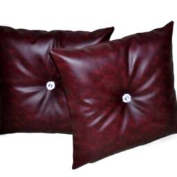 "2 Oxblood With Crystal Buttons Faux Leather Cushions 16"" 18"" 20" - thumbnail 2