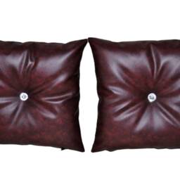 "2 Oxblood With Crystal Buttons Faux Leather Cushions 16"" 18"" 20" - thumbnail 3