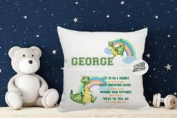 Personalised Dragon Pocket Book Cushion, Kids Storytime Pillow - thumbnail 1