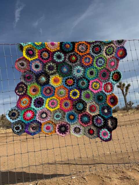 Colorful Crochet Lap Blanket - Hexagon Afghan, Baby Gift, Handmade Heirloom 40 - image 1