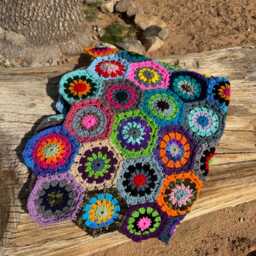 Colorful Crochet Lap Blanket - Hexagon Afghan, Baby Gift, Handmade Heirloom 40 - thumbnail 4
