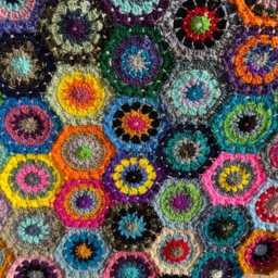 Colorful Crochet Lap Blanket - Hexagon Afghan, Baby Gift, Handmade Heirloom 40 - thumbnail 3