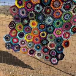 Colorful Crochet Lap Blanket - Hexagon Afghan, Baby Gift, Handmade Heirloom 40 - thumbnail 2
