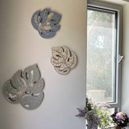 Monstera Mosaic Tile Wall Art, Leaf Hanging, Faux Leaves Decor, Tropical Fake Decor - thumbnail 4