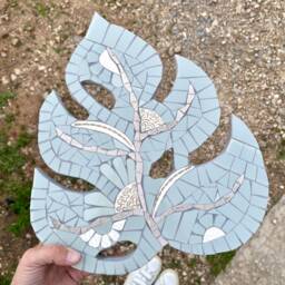 Monstera Mosaic Tile Wall Art, Leaf Hanging, Faux Leaves Decor, Tropical Fake Decor - thumbnail 2