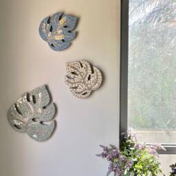 Monstera Mosaic Tile Wall Art, Leaf Hanging, Faux Leaves Decor, Tropical Fake Decor - thumbnail 1