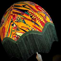 Handmade Botanical Velvet Lampshade Ochre, Green Fringe - thumbnail 3