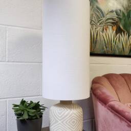 Extra Tall Drum Lampshade in White Linen, 50cm Height - thumbnail 3