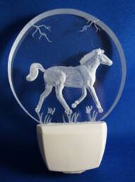 Horse Night Light Wall Plug in Led Choice Of White, Blue Or Color Changing Hand Carved Relief. Engraved Free