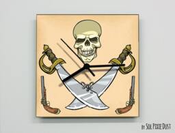 Pirates Swords & Skull Wall Clock - Kids Nursery Room, Teens Baby Room - thumbnail 1