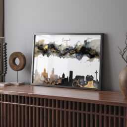 Liverpool Skyline Black & Gold Wall Art Print - England UK United Kingdom - thumbnail 1