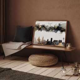 Liverpool Skyline Black & Gold Wall Art Print - England UK United Kingdom - thumbnail 3