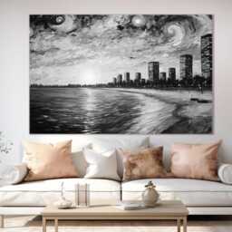 Luanda Canvas Print in Van Gogh Starry Night Style, Skyline, Wall Art, Angola Print, Africa Art - thumbnail 4