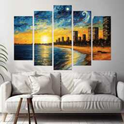 Luanda Canvas Print in Van Gogh Starry Night Style, Skyline, Wall Art, Angola Print, Africa Art - thumbnail 3