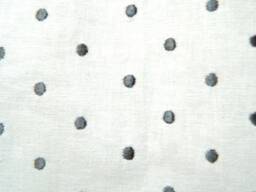 Kravet Larabee Dot Domino Embroidered Gray Polka Window Valance Scalloped Linen Blend Made To Order - thumbnail 2