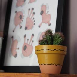 Hand Painted Terracotta Plant Pot For Houseplants - Customisable With Drainage & Saucers To Match Great Gift Idea - thumbnail 1
