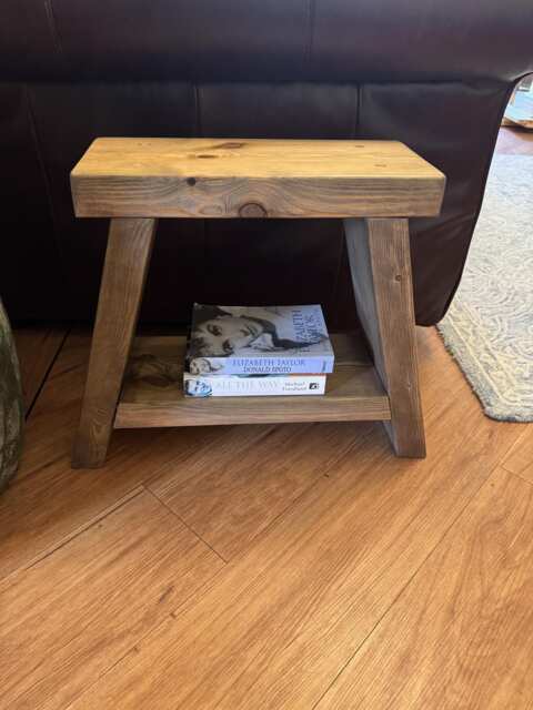 Handmade Rustic A-Frame Side Table/Milking Stool Farmhouse Furniture Bathroom Storage Bedside Table - image 1