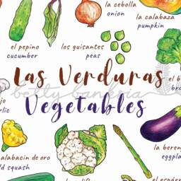 A3 Bilingual Poster, Vegetables, Verduras, Spanish, English, Educational Wall Chart, Classroom/Bedroom Decoration, Illustrated Language - thumbnail 2