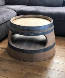 Wine Barrel Coffee Table With Shelf Round Corners Natural - thumbnail 1