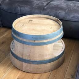 Wine Barrel Coffee Table With Shelf Round Corners Natural - thumbnail 2