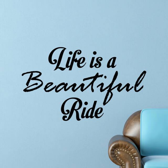 Life Is A Beautiful Ride Inspirational Motivational Wall Decal Quote Art Inspired Focus Positive Home Room Decor Encouragement 29x17 Inches - image 1
