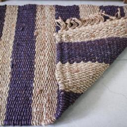 "Handmade Jute Hemp Rug Multicolor Indian Dhurrie - 1'4"" X 2'3" - thumbnail 4