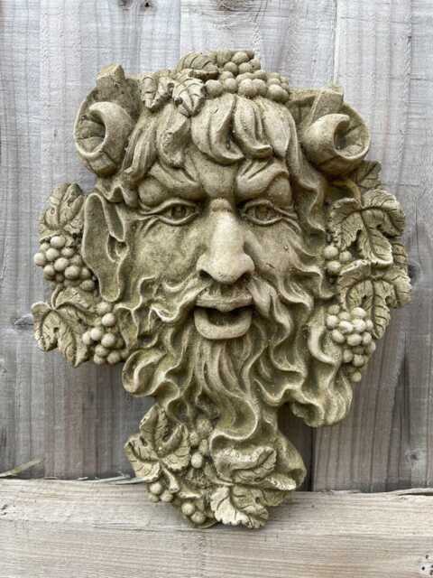 Bacchus Greenman Stone Plaque - Garden Outdoor Home Statue Decoration Ornament - image 1
