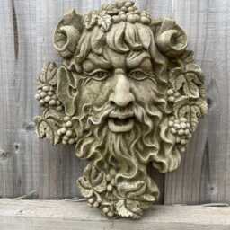 Bacchus Greenman Stone Plaque - Garden Outdoor Home Statue Decoration Ornament - thumbnail 2
