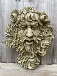 Bacchus Greenman Stone Plaque - Garden Outdoor Home Statue Decoration Ornament - thumbnail 1