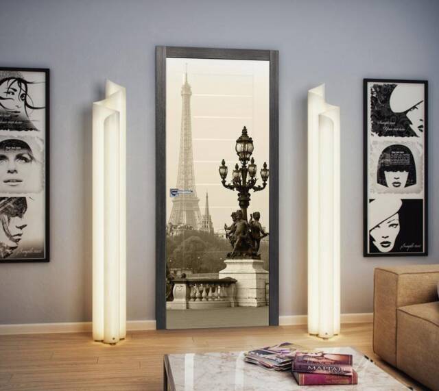 Door Wall Sticker View Of The Eiffel Tower Paris/ Paris Vinyl Decal Wrap Mural /Self-Adhesive Wallpaper /Paris - image 1